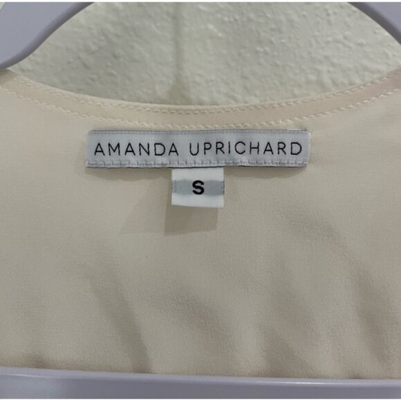 Amanda Uprichard Silk Neutral Feminine Blouse Contemporary Preppy Old Money - Picture 3 of 5